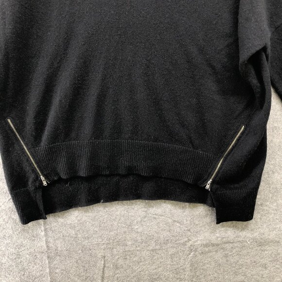 Aqua 100% Cashmere Sweater Womens XS V-Neck Oversized Side Zip Slouchy - Picture 4 of 10